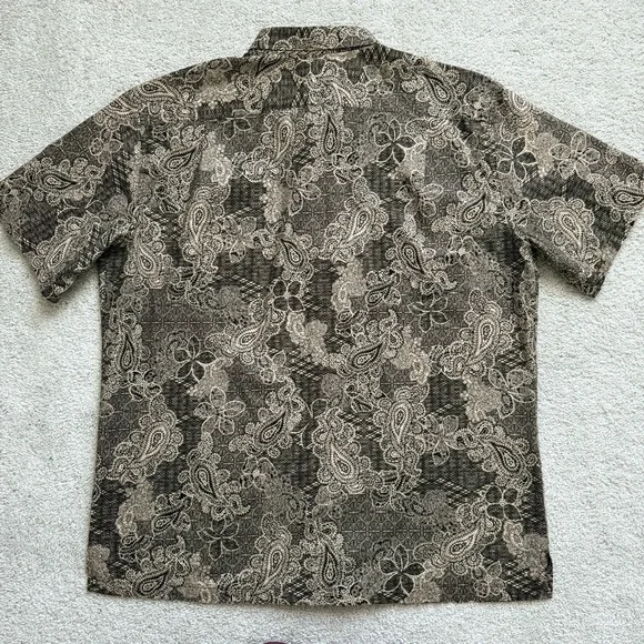 Tori Richard Men Chocolate Paisley Short Sleeve Shirt Sz XL - Picture 2 of 8